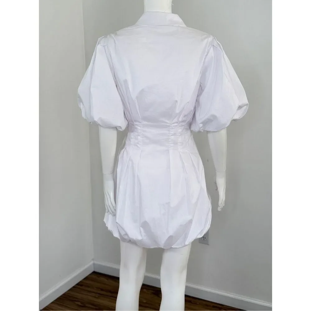 JONATHAN SIMKHAI Womens Signature Cleo Puff Sleeve Mini Dress White Size 6 - Picture 8 of 11